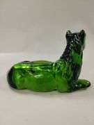 LE Smith Art Glass Emerald Green Horse Lying Laying Down 9"
