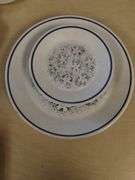 MCM MidCentury Modern Dishes Set LENOX DewDrops Blue Floral Stoneware