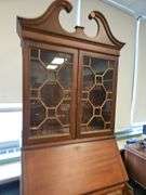 Antique American Slant Front Secretary Cabinet Fretting Hidden Drawers Compartments