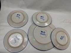 Hadley Pottery Country Scene LOT Dinner Plate Lunch Salt Pepper