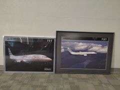 Decor Wall Art 2 Framed BOEING Airplane Photos 737 Company Employee