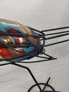 33" Art Glass Decor Hand Blown Road Runner Iron Frame MEXICO