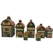 Pickers LOT: Farm Barns 5 Canisters Set + Salt Pepper