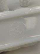 Pickers LOT: Vintage Pressed Pattern Milk Glass Blue Gold Finish