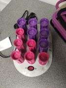 LOT of Velvet Clothing Hangers Hot Rollers Joy Garment Bag