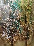Decor Wall Art 54in Canvas Trees Metallic Gold Green+2 Smaller