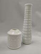 Pickers LOT: Vintage Pressed Pattern Milk Glass Blue Gold Finish