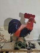 Decor Lot Art Glass ROOSTERs Papier Mache Plates Placemats