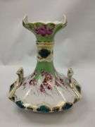 Antique Ornate Vase French Limoges? Gold Green + Nippon Tray
