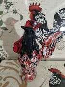 Decor Lot Art Glass ROOSTERs Papier Mache Plates Placemats