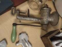 Pickers LOT: Vintage Antique Kitchen Crocks Cookie Cutters Samplers Embroidery