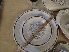 MCM MidCentury Modern Dishes Set LENOX DewDrops Blue Floral Stoneware