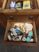 Vintage Martha Washington Style Sewing Cabinet 3 Drawers + Vintage Notions