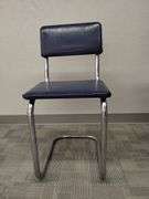 MCM Midcentury Modern Chrome Leg Kitchen Chairs Blue Pleather 1950s