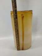 14" MCM Style Art Glass Vase Pulled Amber "F" Mark Fostoria ?