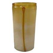 14" MCM Style Art Glass Vase Pulled Amber "F" Mark Fostoria ?