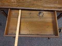 Antique Hardwood Library Table Drawer 2.5x4 FT Surface 30in Tall