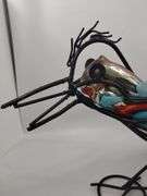 33" Art Glass Decor Hand Blown Road Runner Iron Frame MEXICO
