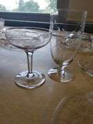 LOT Vintage Glass Flutes Stems Wine Glasses Plates Goblets