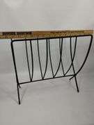 Furniture Metal Magazine Rack & MCM Style Lamp Hammered Metal Copper Look