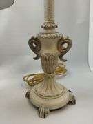 Table Lamp Set Crackle White Cottage Core Country Ornate