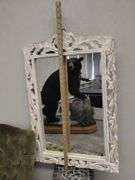 Vintage Decor BoHo Style Velvet Tufted Button + Mosaic Table Mirror