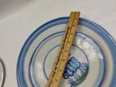 Hadley Pottery Country Scene LOT Dinner Plate Lunch Salt Pepper