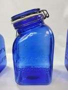 Casadis Milano Cobalt Blue Glass Canisters Fruit Embossed 4pcs