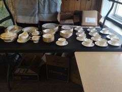 Huge Dish Set LOT Pope Gosser Florence Pink Floral Plates Bowls Serving Cups Saucers