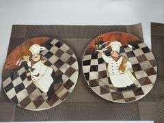 Decor Lot Baker Chef Plates Candle Holders Placemats Plate Rack