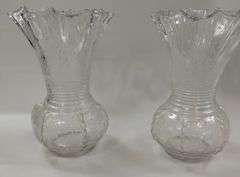 2 Viking Etched Radiance Flower Basket Vases 1938 New Martinsville