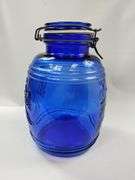 Casadis Milano Cobalt Blue Glass Canister Baril de Fruits Cookie Jar