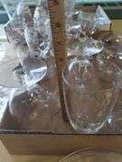 LOT Vintage Glass Flutes Stems Wine Glasses Plates Goblets