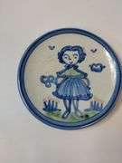 Hadley Pottery Country Scene 6" Bread Snack Plates Rabbit Girls Boy Kite 5pc