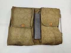 WWI Gillette Kahki Military Barber Shaving Kit Genco Razor Rawleighs Jar Brush Bantron Tablets