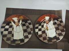 Decor Lot Baker Chef Plates Candle Holders Placemats Plate Rack