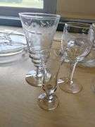 LOT Vintage Glass Flutes Stems Wine Glasses Plates Goblets