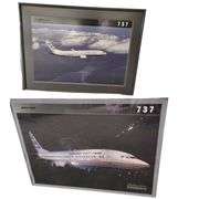 Decor Wall Art 2 Framed BOEING Airplane Photos 737 Company Employee