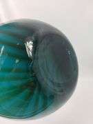 25" Decor Vase Art Glass Hand Blown Pulled Murano Peacock Blue Green