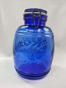 Casadis Milano Cobalt Blue Glass Canister Baril de Fruits Cookie Jar