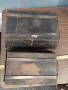 2 Tin Food Warmers Ash Bins Coal Carriage Foot Antique