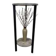 Furniture Plant Stand Round Table Faux Marble Elegant +Plant