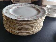 Huge Dish Set LOT Pope Gosser Florence Pink Floral Plates Bowls Serving Cups Saucers