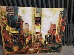 Decor Wall Art Rug 36" City Scene Canvas Pier 1 + Safavieh Carpet & Pad