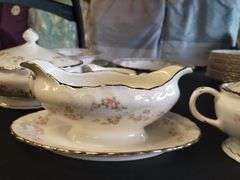 Huge Dish Set LOT Pope Gosser Florence Pink Floral Plates Bowls Serving Cups Saucers