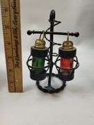 Pickers LOT: Barn Pulley Oil Lamps Salt Pepper Plaque