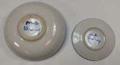 Hadley Pottery Country Scene Winter Boy Skis Serving Bowl + Plate