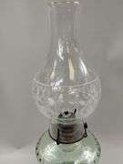 Pressed Glass EAPG Green Vaseline Uranium Oil Lamp