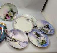 Vintage JAPAN Hand Painted Wall Vase Pocket Plates S/P Occupied Plate++