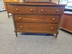 Antique 4 Drawer Mirror Spool Spindle Country Dresser